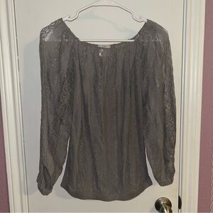 Poof! Women's Lace Blouse in Gray